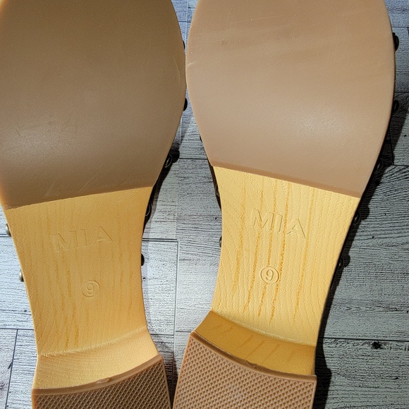 Mia Chunky Wood Bottom Open Peep Brown Casual Summer Sandals Women 9 - Picture 8 of 11